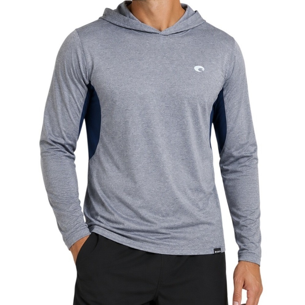 Costa Gray Blue Voyager Performance Hoodie Men's Small
